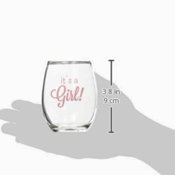 It's a Girl 9 oz. Stemless Wine Glass New In Box Gender Reveal - Picture 3 of 4